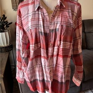 Universal Thread Red and Pink Plaid Flannel Shirt